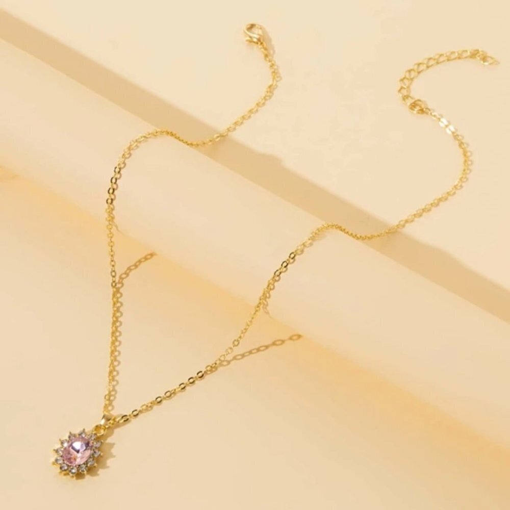 Gold Rhinestone Chain Necklace 3/$30